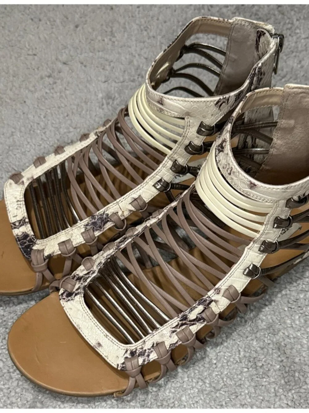 Steve Madden Dreea Gladiator Sandals Snake Print Zipper Size 9B